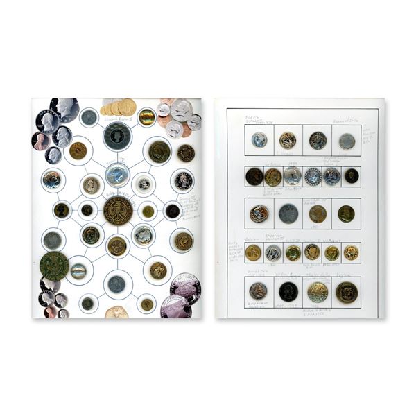2 CARDS OF COIN AND COIN TYPE BUTTONS