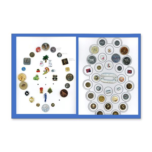 2 CARDS OF METAL ALUMINIUM BUTTONS