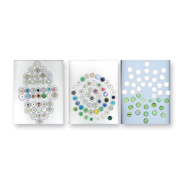 3 CARDS OF ASSORTED WEST GERMAN  GLASS BUTTONS