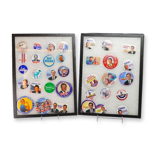 A Collection of United States Political Campaign Buttons and 2 Tray Pins