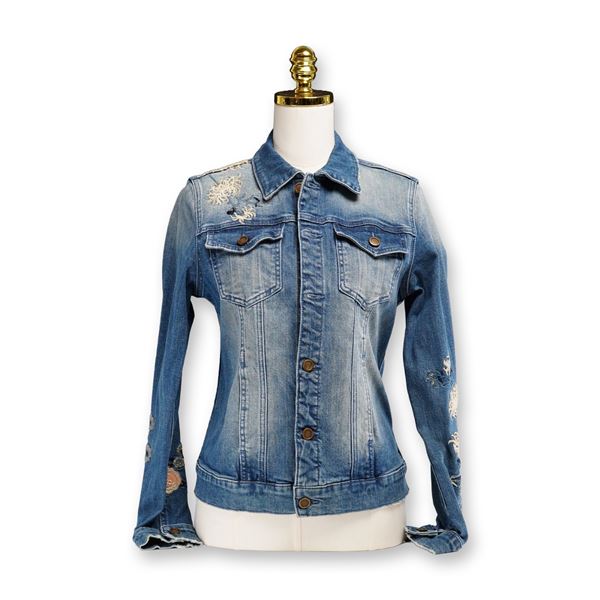 Contemporary Driftwood Geena Embroidered Denim Jacket with Phoenix Motif
