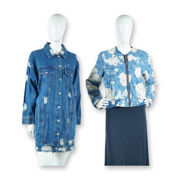 2pc Audrey 3 Plus1 and H&M Distressed and Quilted Denim Jackets