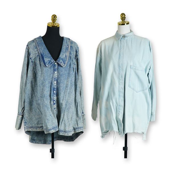 2pc Zara and Free People Oversized Denim Shirts