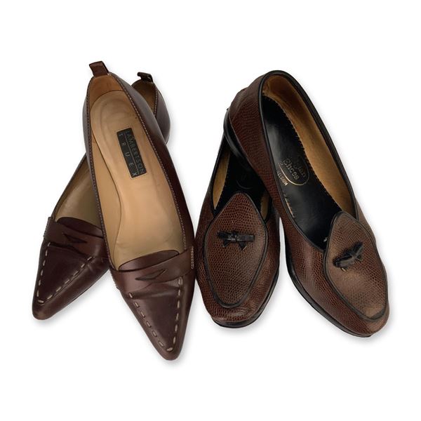 Two Pairs of Women's Lambertson Truex and Belgian Shoes Lizard Calf