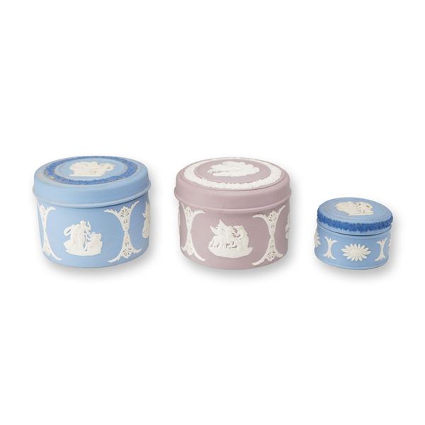 3pc Wedgwood Jasperware Lidded Trinket Boxes