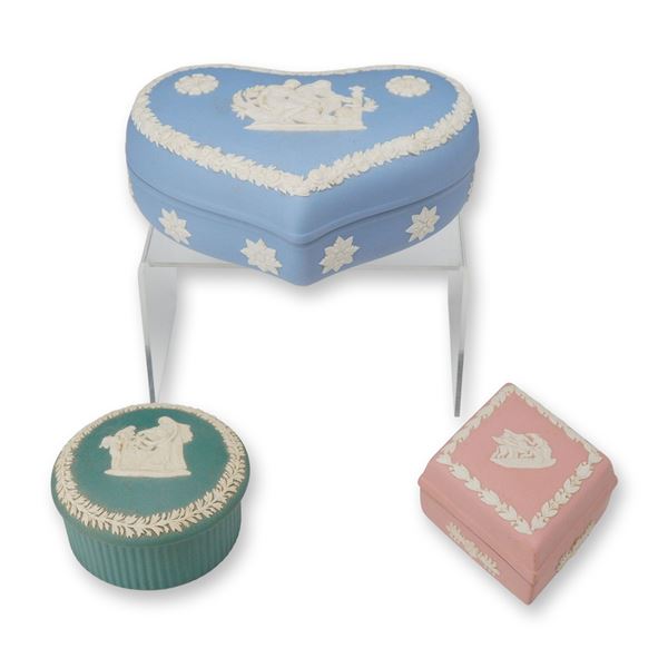 3pc Wedgwood Jasperware Trinket Boxes