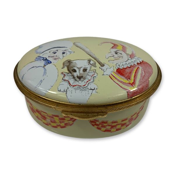 Vintage Porcelain Punch and Judy PUNCH Trinket Box