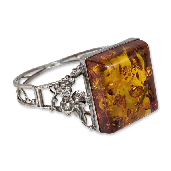 Baltic Sterling Silver and Amber Bracelet