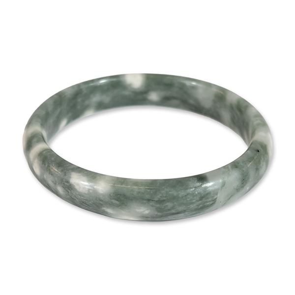 Chinese Mottled Green Jade Bangle