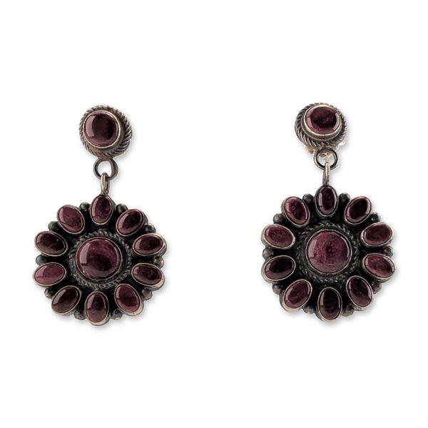 Navajo Sterling Silver and Purple Gemstone Cluster Earrings