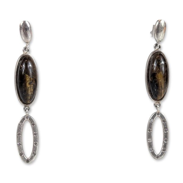 Belatriz Sterling Silver and Tiger Eye Drop Earrings