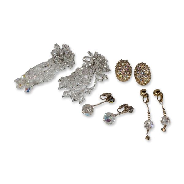 4 Pairs of Vintage Crystal Earrings