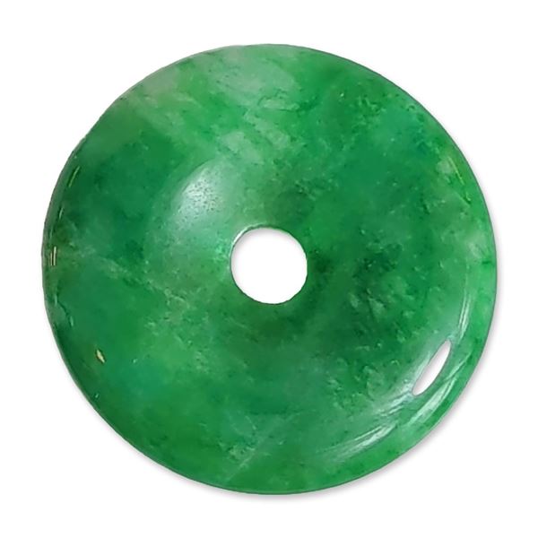 Chinese Green Jadeite Jade Bi Disk Pendant