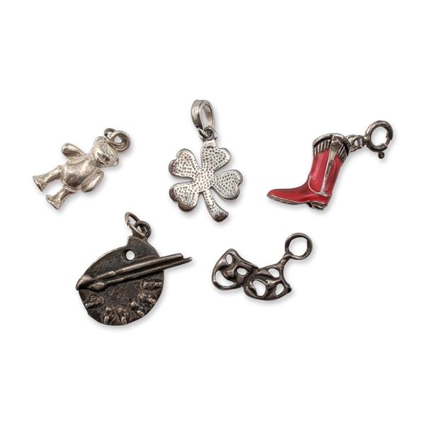 Collection of Five Sterling Silver Charms