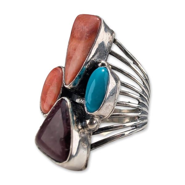 Roie Jaque Navajo Sterling Silver Multistone Ring