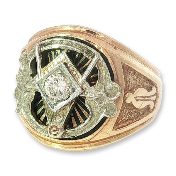 10K Gold and Diamond Masonic Fraternal Ring