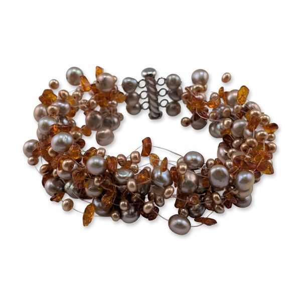 Iridesse by Tiffany & Co. Sterling Silver Pearl and Amber Bracelet