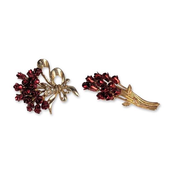 Pair of Vintage Floral Costume Brooches