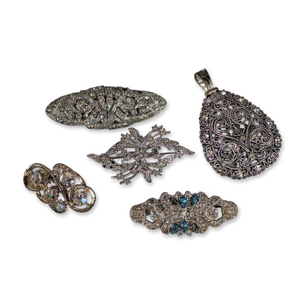 Collection of Five Coro Duette and Vintage Brooches