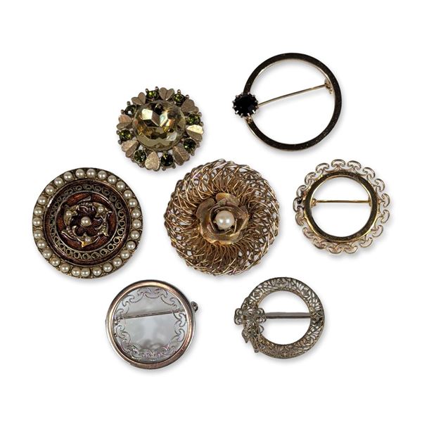 Collection of Seven Vintage Costume Brooches