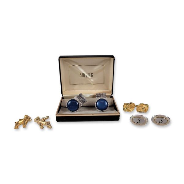 Collection of Four Pairs Vintage Swank and Assorted Men's Cufflinks