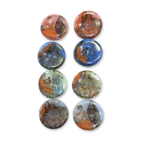 A SET OF DIVISION THREE PICTORIAL GLASS BUTTONS