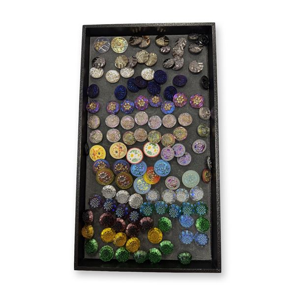 AN ASSORTMENT OF DIVISION THREE GLASS BUTTONS
