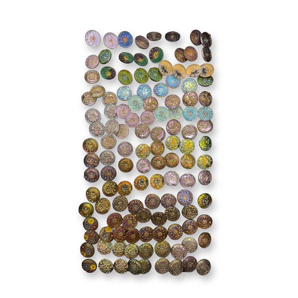 AN ASSORTMENT OF DIVISION THREE GLASS BUTTONS