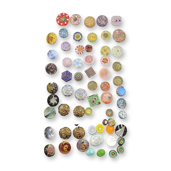 AN ASSORTMENT OF DIVISION THREE GLASS BUTTONS