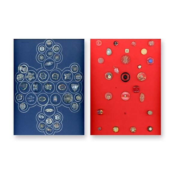 2 CARDS OF ASSORTED CLEAR GLASS BUTTONS