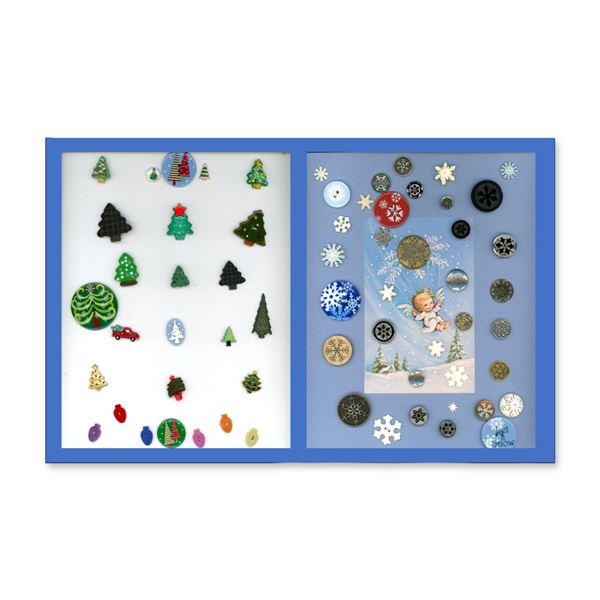 2 CARDS OF ASSORTED MATERIAL BUTTONS