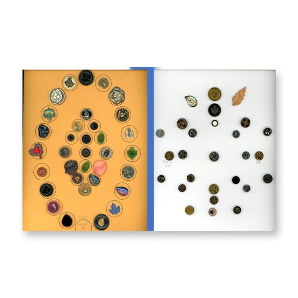 2 CARDS OF DIVISION 1 AND 3 ASSORTED LEAVES BUTTONS