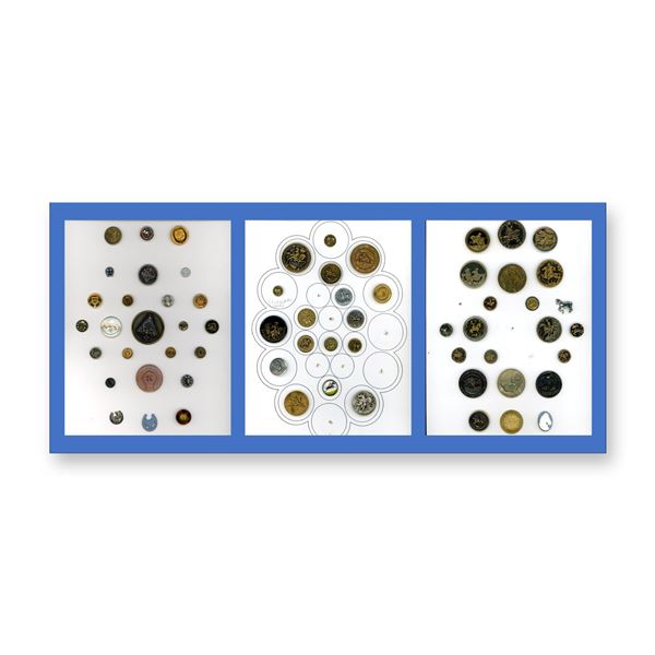 3 CARDS OF ASSORTED MATERIAL BUTTONS