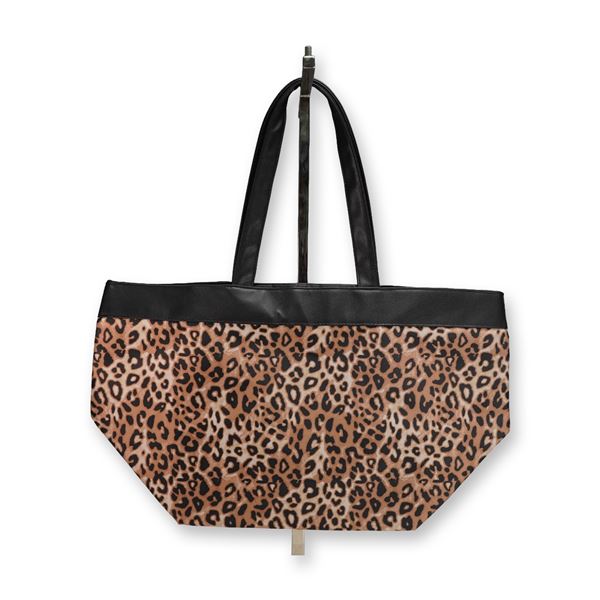 Bloomingdales Leopard Print Faux Leather Trim Tote Bag