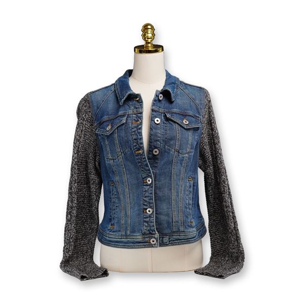 Contemporary Anthropologie Pilcro and the Letterpress Sweater-Sleeve Denim Jacket