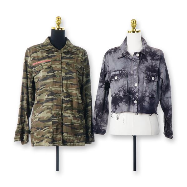 Two Womens Camouflage Jackets including Six Fifty Cropped Jacket and Caslon Utility Shirt Jacket