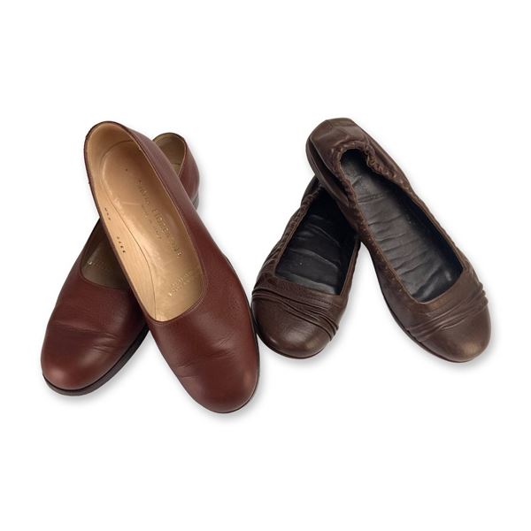 Two Pairs of Women's Italian Leather Shoes Including Silvia Fiorentina and Roberto Del Carlo
