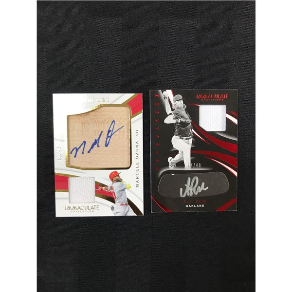 LOT OF 2 2019 PANINI IMMACULATE SIGNED PATCH CARDS (PUK, OZUNA) - LIMITED