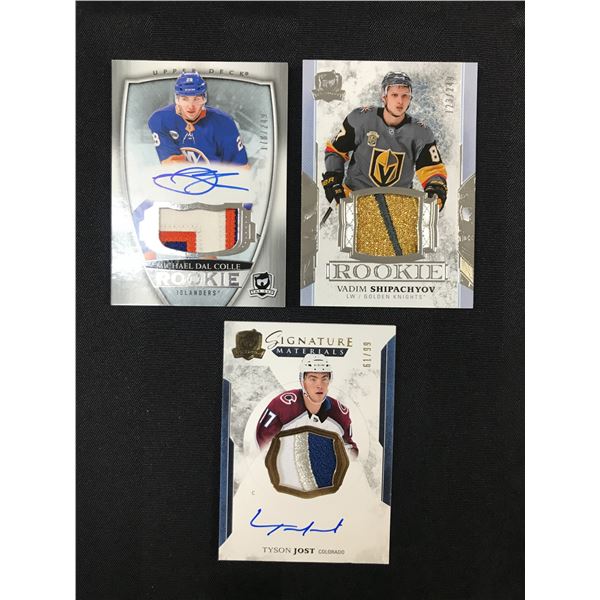 LOT OF 3 UPPER DECK THE CUP ROOKIE CARDS INCLUDING 2 SIGNED