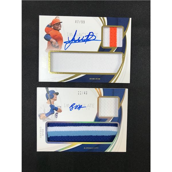 LOT OF 2 2019 IMMACULATE COLLECTION BASEBALL SIGNED PATCH BASEBALL TRADING CARDS - 47/99 & 22/49