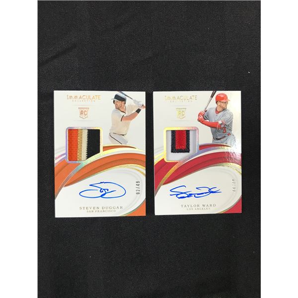 LOT OF 2 2019 IMMACULATE COLLECTION BASEBALL SIGNED PATCH ROOKIE TRADING CARDS /49