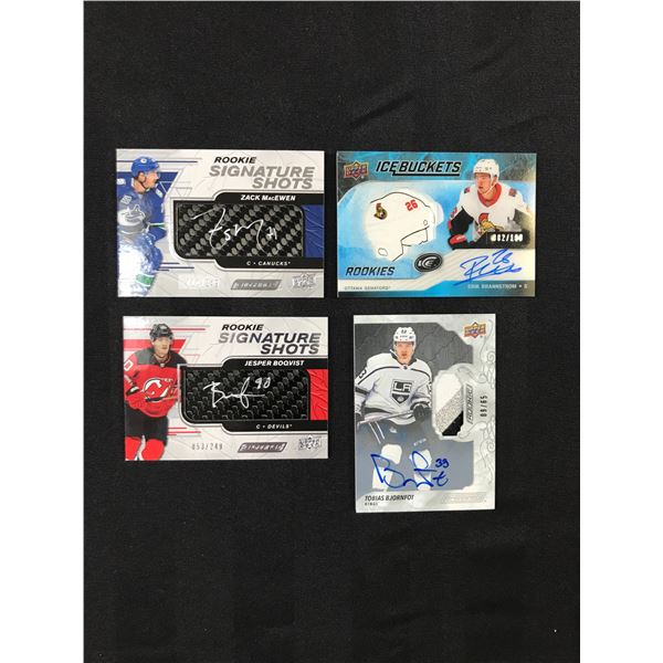 LOT OF 4 UPPER DECK ROOKIE PATCH AUTO TRADING CARDS