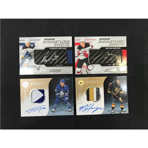 LOT OF 4 UPPER DECK ROOKIE PATCH AUTO TRADING CARDS