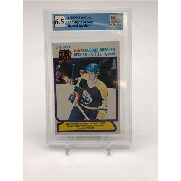 1980 OPC WAYNE GRETZKY RECORD BREAKER TRADING CARD - GCG GRADE 6.5