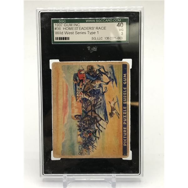 1937 GUM INC HOMESTEADERS' RACE WILD WEST SERIES TYPE 1 - SGC GRADE 3
