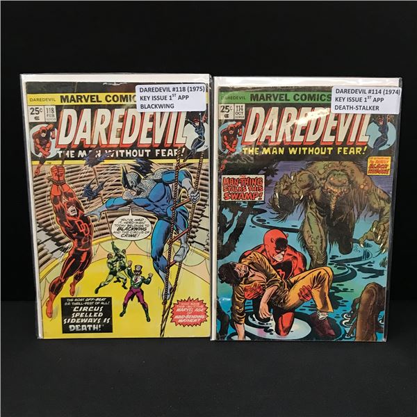 LOT OF 2 DAREDEVIL COMICS (1974/75) BOTH WITH 1ST APPS - MARVEL COMICS