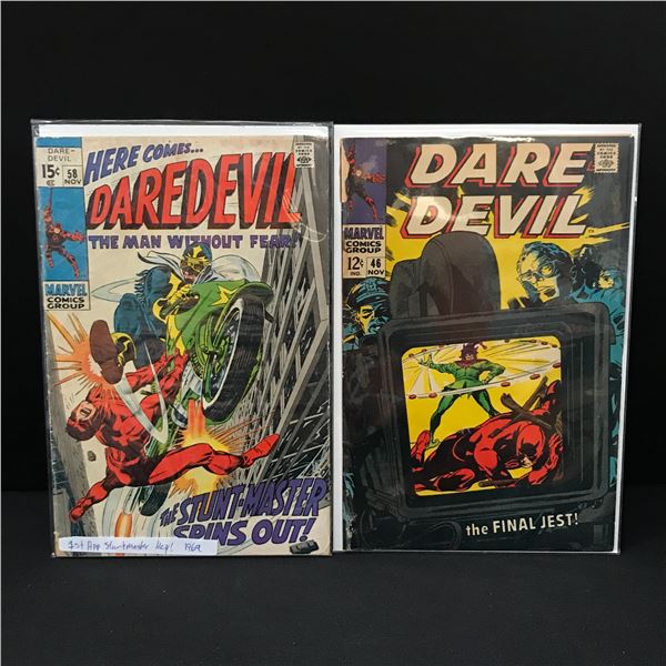 LOT OF 2 DAREDEVIL COMICS INCLUDING 1ST APP OF THE STUNTMASTER - MARVEL COMICS