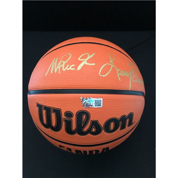 MAGIC JOHNSON AND LARRY BIRD SIGNED WILSON BASKETBALL (ACE COA)