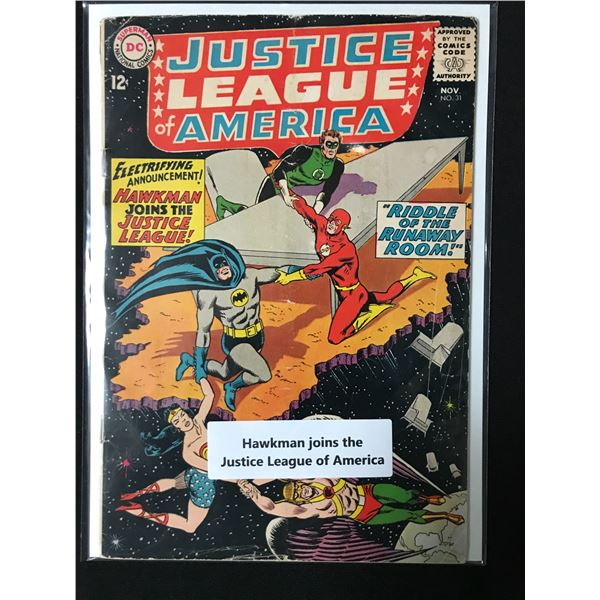 DC COMICS JUSTICE LEAGUE OF AMERICA NO.31 (HAWKMAN JOINS JUSTICE LEAGUE)