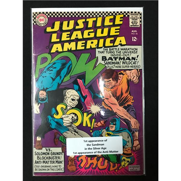 DC COMICS JUSTICE LEAGUE OF AMERICA NO.46 (1ST APPEARANCE THE SANDMAN AND ANTI MATTER)